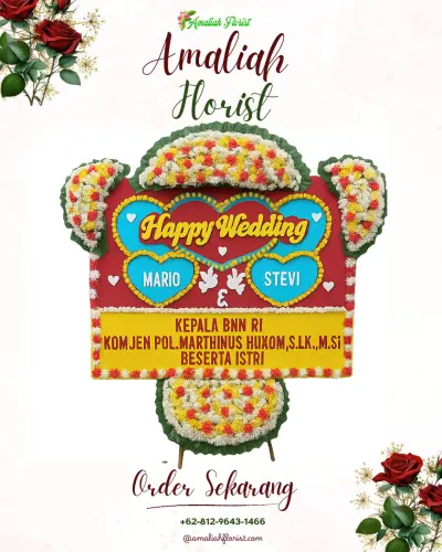 Karangan Papan Bunga Pernikahan di Pasar Baru